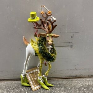 Festive Reindeer Figurine with Green Accents